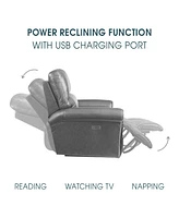 Claude 83" Genuine Leather in Dual Power Headrest and Lumbar Support Reclining Sofa