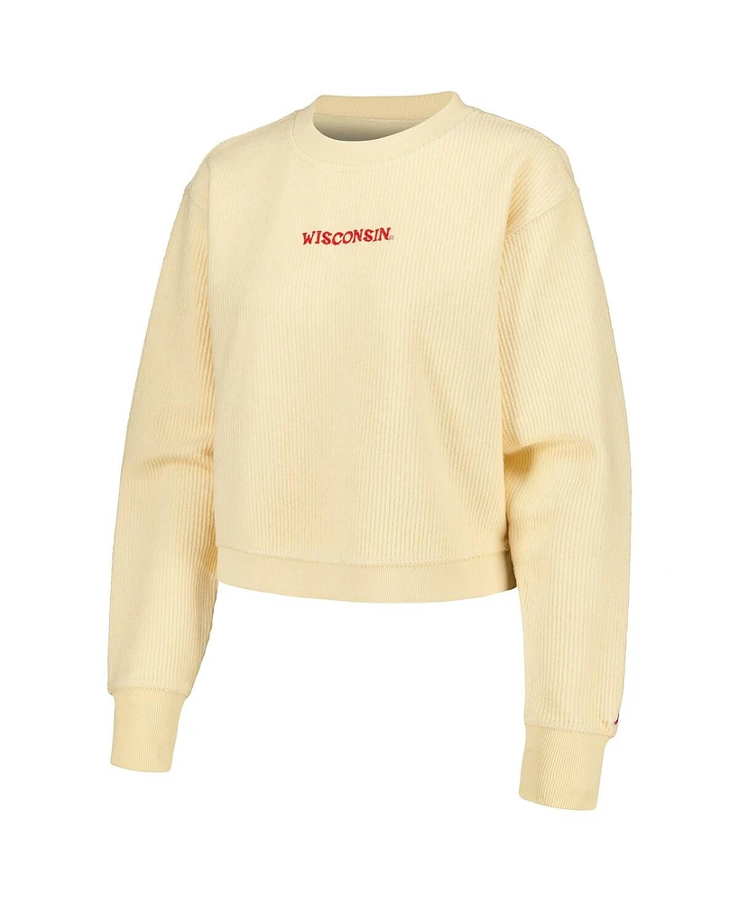 Women's League Collegiate Wear Cream Wisconsin Badgers Timber Cropped Pullover Sweatshirt