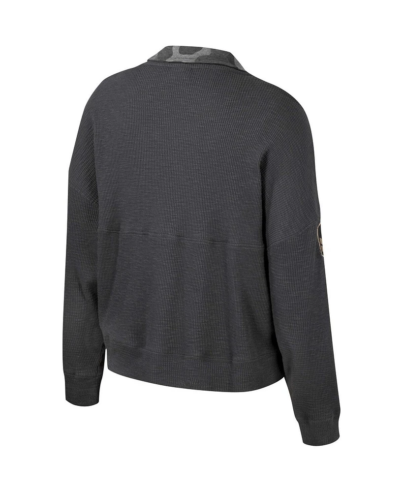 Women's Colosseum Heather Charcoal Michigan Wolverines Oht Military-Inspired Appreciation Payback Henley Thermal Sweatshirt