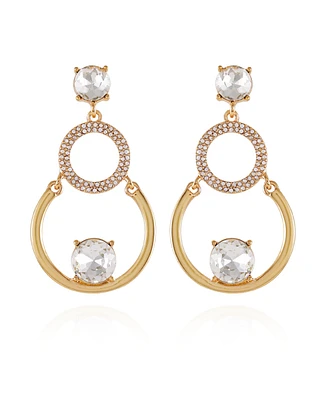 T Tahari Gold-Tone Linear Hoop Drop Earrings