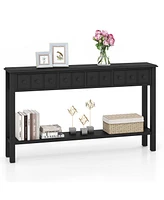 60'' Console Table Retro Entryway Sofa with 4 Drawers & Open Shelf
