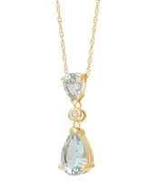 Aquamarine Pear (1-1/2 ct. t.w.) & Diamond Accent Pendant Necklace in 14k Yellow Gold, 18"