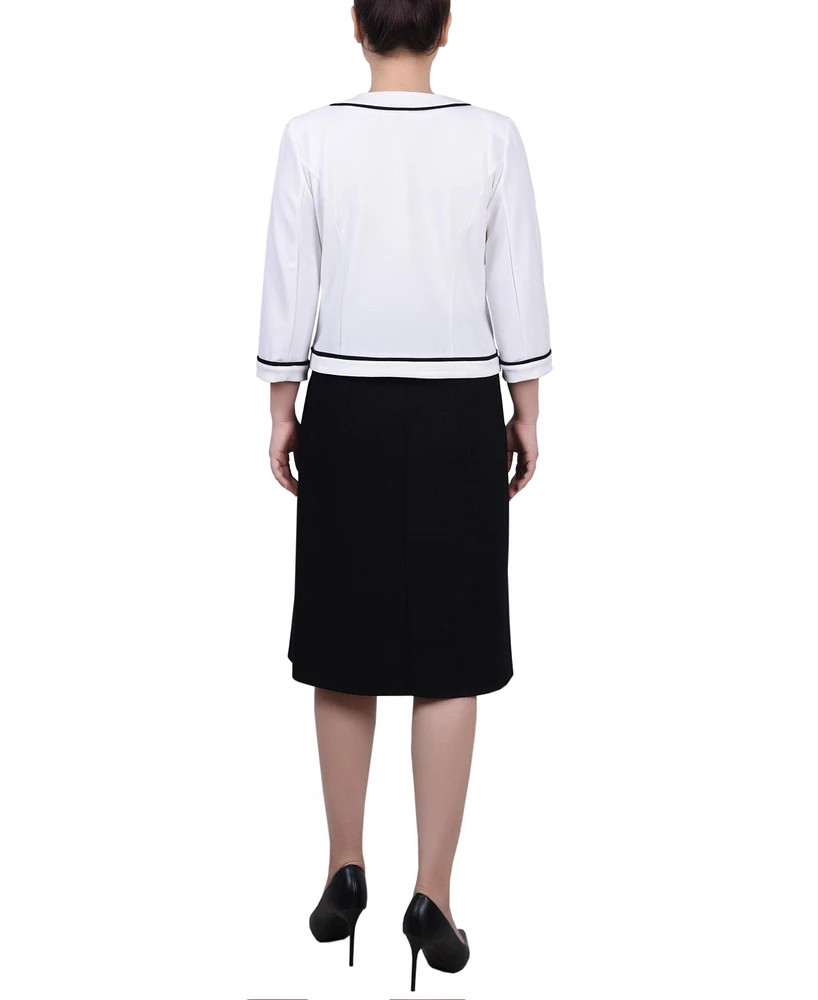 Ny Collection Women's 3/4 Sleeve Dress, 2 Piece Set