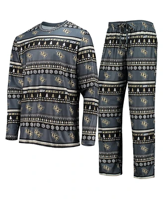 Men's Concepts Sport Charcoal Ucf Knights Ugly Sweater Long Sleeve T-shirt and Pants Sleep Set