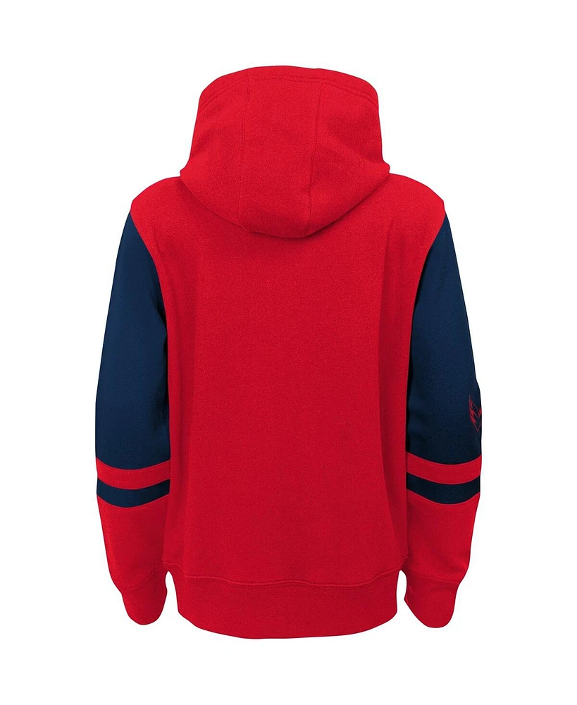 Big Boys Red Washington Capitals Face Off Color Block Full-Zip Hoodie
