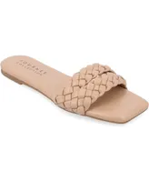 Journee Collection Women's Sawyerr Wide Width Braided Square Toe Sandals