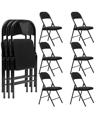 4/6/10-Pack Folding Chair Set with Fabric Upholstered Padded Seat Metal Frame for Home Office Dining Room-6 Pack