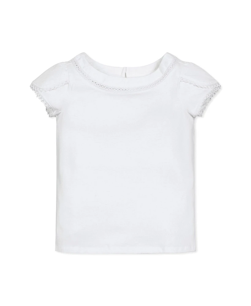 Hope & Henry Girls' Short Sleeve Knit Top with Tulip Sleeves, Infant