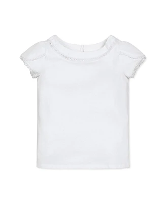 Hope & Henry Girls' Short Sleeve Knit Top with Tulip Sleeves, Infant