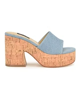 Nine West Women's Boone Slip-On Block Heel Platform Sandals
