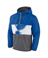 Men's Fanatics Blue St. Louis Blues Flagrant Foul Anorak Raglan Half-Zip Hoodie Jacket