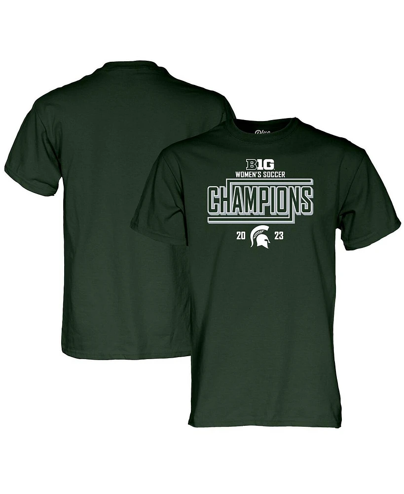 Men's and Women's Blue 84 Green Michigan State Spartans 2023 Big Ten Soccer Regular Season Champions Locker Room T-shirt