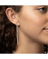 Sterling Silver 18k Gold Plated Cherie Drop Tennis Earrings