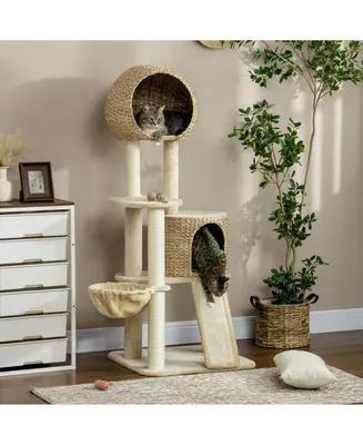 PawHut 59 Inch Cat Tree for Indoor Cats with Cat Condo, Hammock,