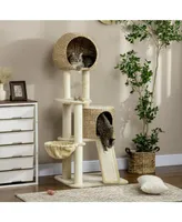 PawHut 59 Inch Cat Tree for Indoor Cats with Cat Condo, Hammock,