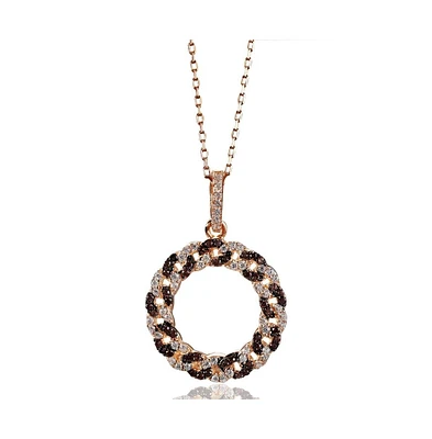 Suzy Levian Sterling Silver Cubic Zirconia Interlocked Circle Pendant Necklace