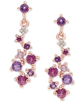 Multi-Gemstone Cluster Drop Earrings (5/8 ct. t.w.) in 14k Gold-Plated Sterling Silver