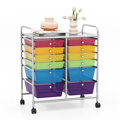 12 Drawers Rolling Cart Storage Mutlicolor Scrapbook Paper Studio Organizer Bins Gradient