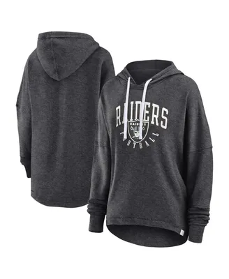 Women's Fanatics Charcoal Distressed Las Vegas Raiders Lounge Helmet Arch Pullover Hoodie
