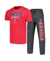 Men's Concepts Sport Charcoal, Red Los Angeles Angels Meter T-shirt and Pants Sleep Set