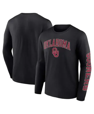 Men's Fanatics Black Oklahoma Sooners Distressed Arch Over Logo Long Sleeve T-shirt