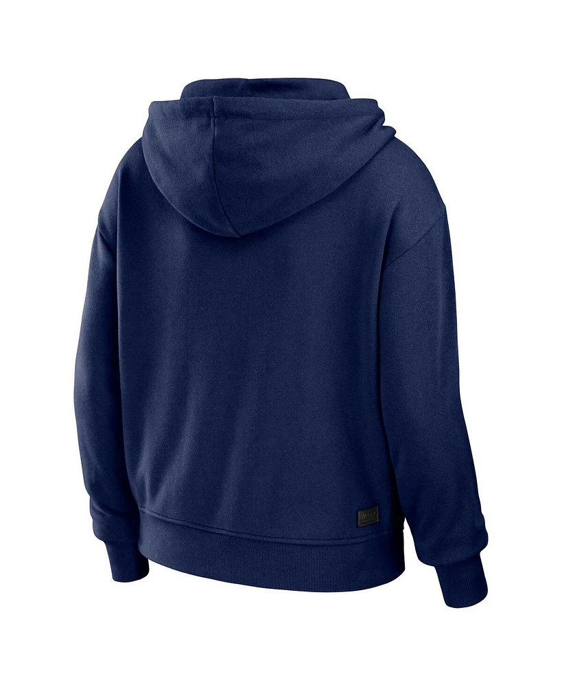 Women's Wear by Erin Andrews Navy, White New England Patriots Plus Color Block Full-Zip Hoodie