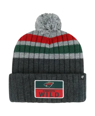 Men's '47 Brand Gray Minnesota Wild Stack Patch Cuffed Knit Hat with Pom