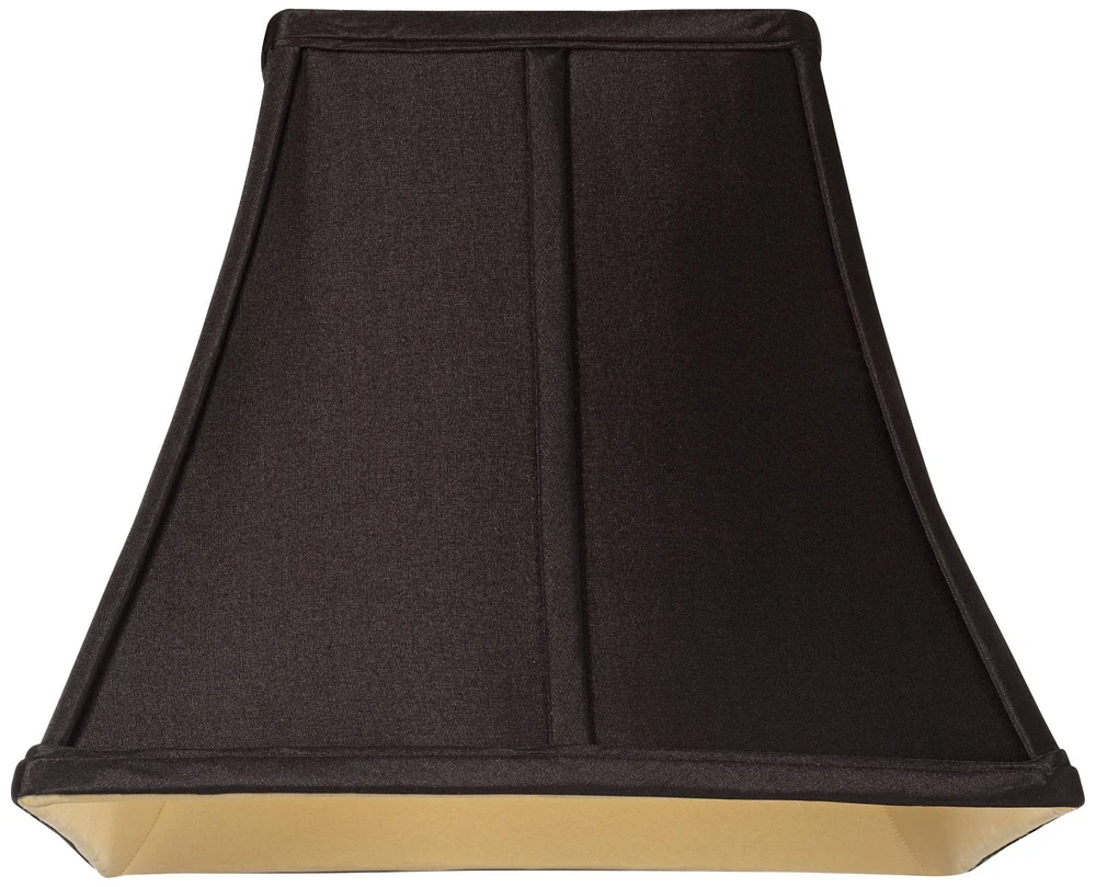 Medium Square Curved Black Lamp Shade 6" Top x 11" Bottom x 9.75" Height (Spider) Replacement with Harp and Finial - Springcrest