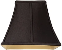 Medium Square Curved Black Lamp Shade 6" Top x 11" Bottom x 9.75" Height (Spider) Replacement with Harp and Finial - Springcrest