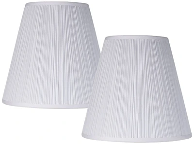 Springcrest 9" Top x 16" Bottom x 14 1/2" High x 14 3/4" Slant Lamp Shade Replacement Set of 2 Medium White Ivory Mushroom Empire Round Traditional Fa