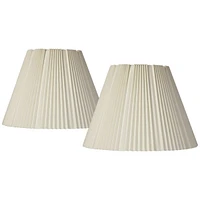 Set of 2 Hardback Empire Knife Pleated Lamp Shades Eggshell White Large 9" Top x 17" Bottom x 12.25" High Spider with Replacement Harp and Finial Fitt
