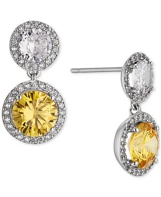 Eliot Danori Silver-Tone Mixed Cubic Zirconia Drop Earrings, Created for Macy's