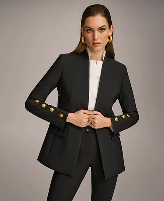 Donna Karan New York Women's Button Sleeve Blazer, Regular & Petite