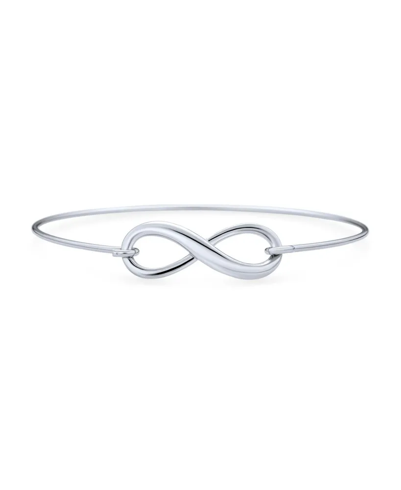 Bling Jewelry Delicate Minimalist Eternal Love Knot figure Eight Infinity Bracelet Bangle Sterling Silver