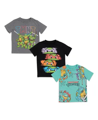 Teenage Mutant Ninja Turtles Little Boys Nickelodeon 3 Pack Short Sleeve Graphic T-Shirt Toddler|Child
