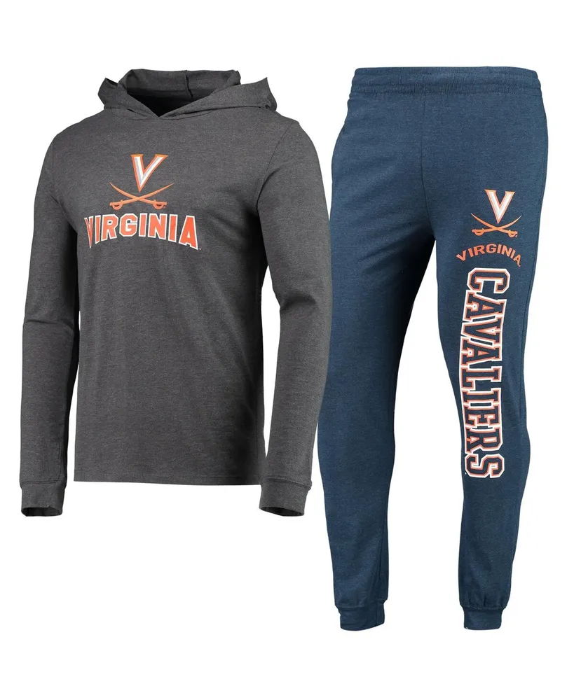 Men's Concepts Sport Navy, Heather Charcoal Virginia Cavaliers Meter Long Sleeve Hoodie T-shirt and Jogger Pajama Set