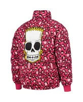 Men's Freeze Max Pink The Simpsons Bart Leopard Print Raglan Full-Zip Puffer Jacket