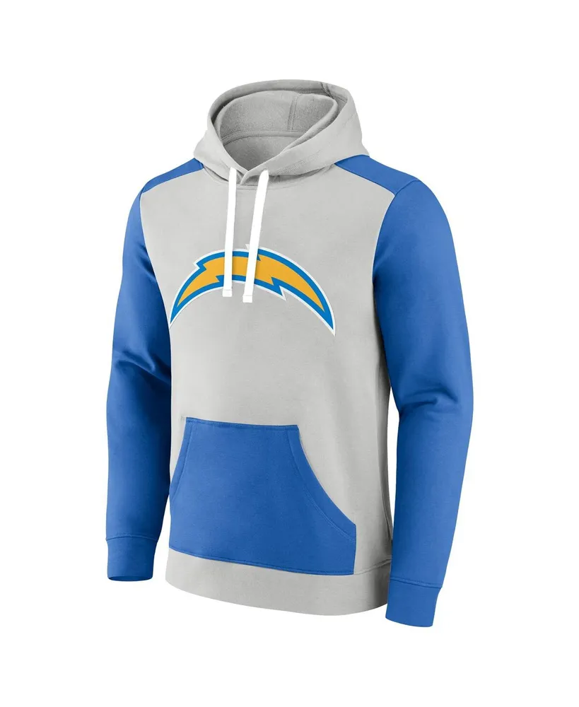 Men's Fanatics Silver, Powder Blue Los Angeles Chargers Big and Tall Team Fleece Pullover Hoodie