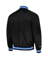 Men's Mitchell & Ness Black Minnesota Timberwolves Hardwood Classics Throwback Wordmark Raglan Full-Snap Jacket