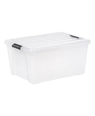 Iris 45qt Clear View Plastic Storage Bin with Lid and Latching Buckles