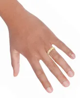 Men's Satin Finish Beveled Edge Band 18k Gold-Plated Sterling Silver (Also Silver)