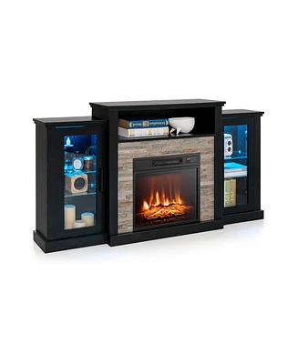 Fireplace Tv Stand with 16-Color Led Lights For TVs Living Room