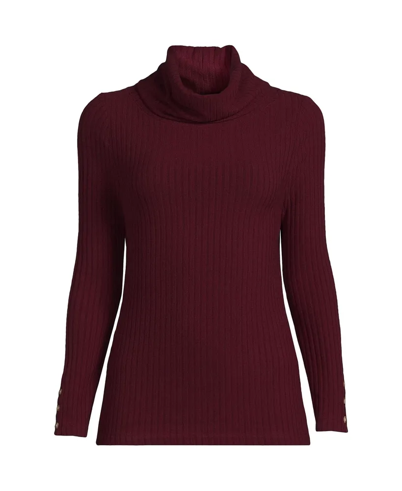 Lands' End Women's Long Sleeve Wide Rib Cowl Neck Tee