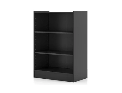 3-Tier Bookcase Open Display Rack Cabinet with Adjustable Shelves