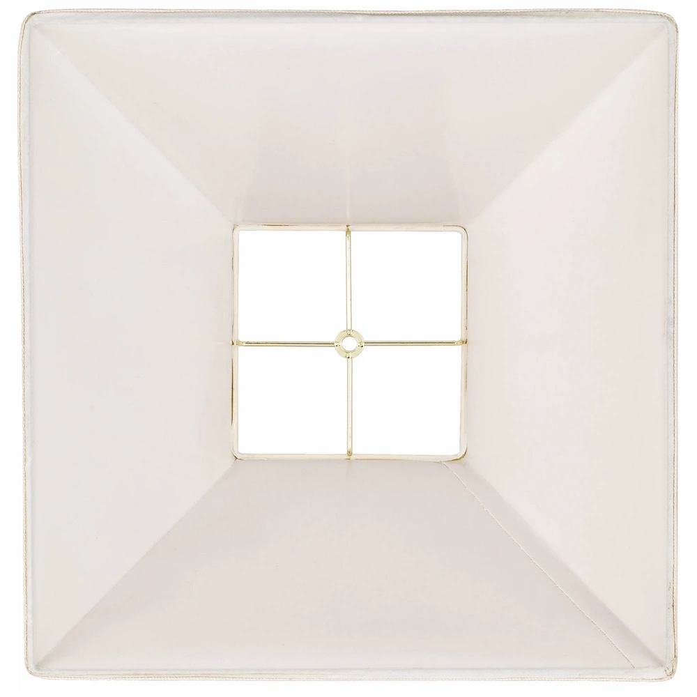 Beige Linen Large Square Lamp Shade 7" Top x 17" Bottom x 13" Slant x 12" High (Spider) Replacement with Harp and Finial - Springcrest