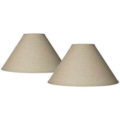 Set of 2 Empire Lamp Shades Fine Burlap Beige Large 6" Top x 19" Bottom x 12" High Spider with Replacement Harp and Finial Fitting - Spring crest