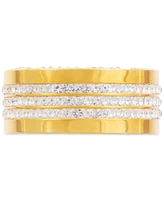 Legacy for Men by Simone I. Smith Men's Crystal Wide Band Gold-Tone Ion-Plated Stainless Steel