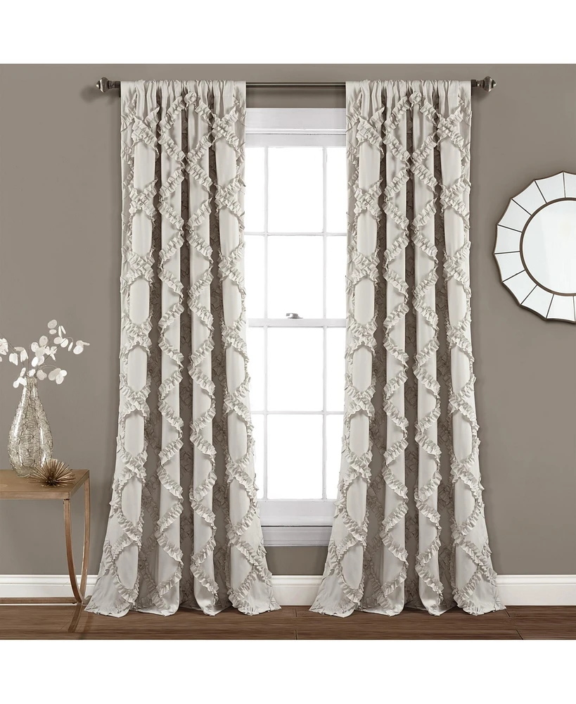 Ruffle Diamond Window Curtain Panels Neutral 54x84 Set