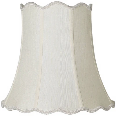 Creme Medium Scallop Bell Lamp Shade 10" Top x 16" Bottom x 15" Slant x 14.75 High (Spider) Replacement with Harp and Finial - Springcrest