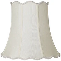 Creme Medium Scallop Bell Lamp Shade 10" Top x 16" Bottom x 15" Slant x 14.75 High (Spider) Replacement with Harp and Finial - Springcrest
